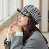 Check Beret Hat Fall/Winter Retro Beret All-Matching