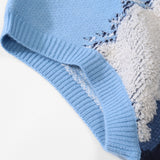 Men Sweater Vest Snow Mountain Embroidery Pattern Knitted Waistcoat Men's Loose Sleeveless Sweater Idle Style Vest