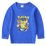 Children Pokemon Pikachu Hoodie Cotton T-shirt Crew Neck