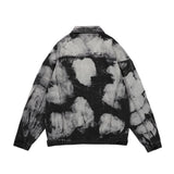 Men Denim Coat Jean Jackets Gradient Tie-Dye Washed Do the Old Cowboy Coat Men Loose Lapels Denim Clothes Jacket