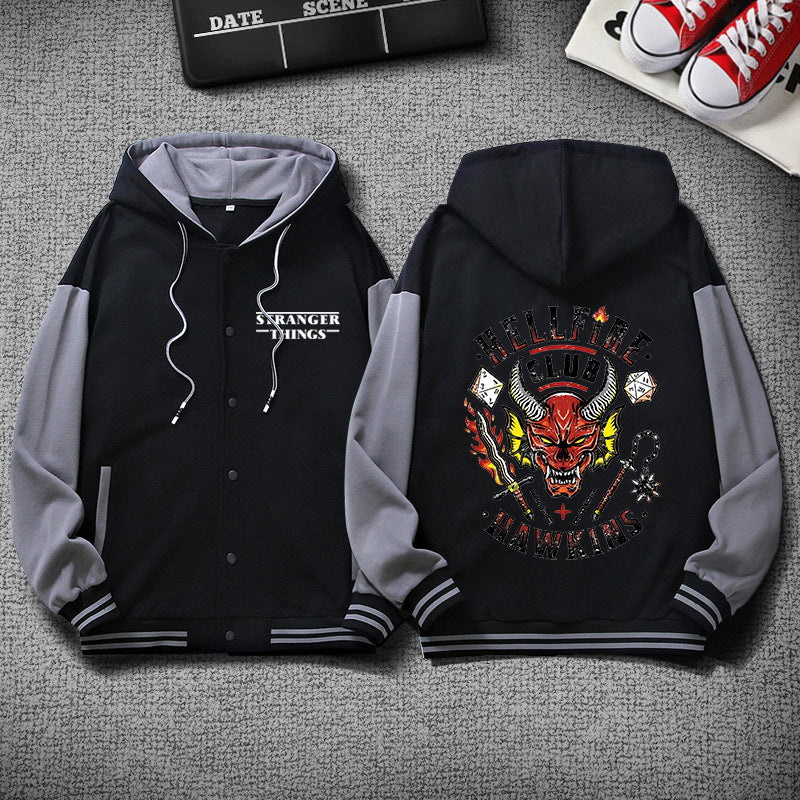 Stranger Things Hellfire Club Hoodie Stranger Things 4 Men's and Women's Baseball Uniform Autumn and Winter