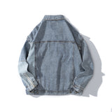 Men Denim Coat Jean Jackets Detachable Cuff Stitching Denim Clothing Men Street Reflective Stripe Overalls Harajuku Style Loose Jacket