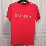 T Shirt Balmain T-shirt Short Sleeve Women's Clothing Cotton round Neck Letter Half Sleeve