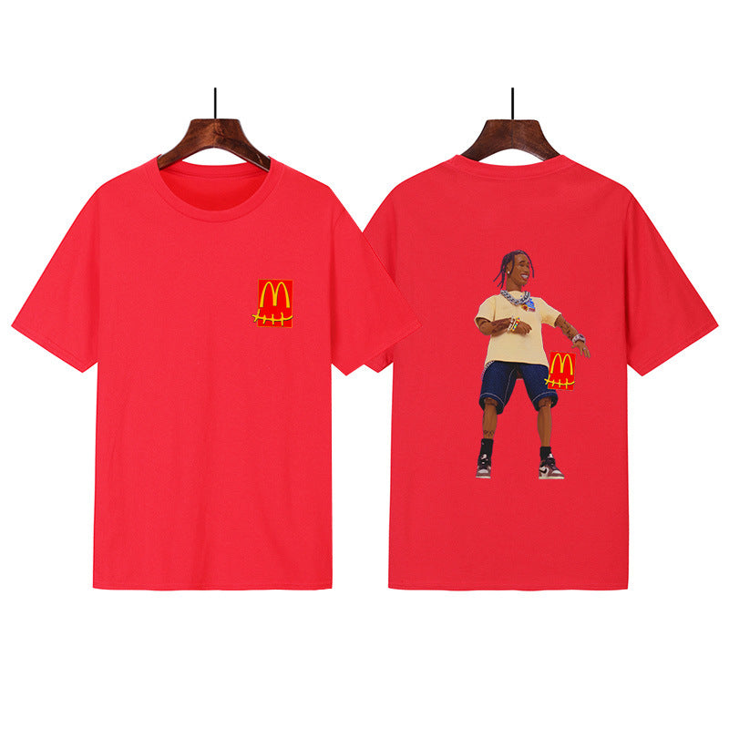 Cactus Jack McDonalds Shirt Printed Short Sleeve round Neck T-shirt