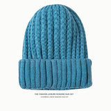 Toboggan Hat Knitted Woolen Cap Women's Autumn and Winter Earflaps Warm