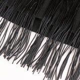 Nina Parker Black Dress Stitching Multi-Layer Tassel High Waist Sheath Dress