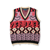 Men Sweater Vest Letter Jacquard Sweater Vest Men's V-neck Sleeveless Sweater Vest