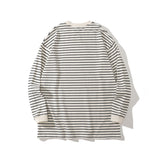 Mens Fall Outfits Vintage Stripe round Neck Sweater Men's Loose Couple Casual Long Sleeve Bottoming Top