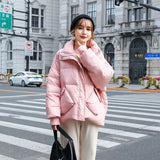 Women Winter Coats Puffer Jacket Down Coat Fall/Winter Warm Down Jacket Women's Short Stand Collar Loose Glossy