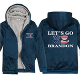 Let's Go Brandon Hoodie Letter Pattern Unisex Thickened Hooded Zipper Sweatshirt