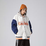 White Varsity Jacket Spring Retro Street Men's Jacket Coat Contrast Color College Style Loose Jacket Baseball Uniform Men