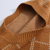 Men Sweater Vest BF Idle Style Plaid Sweater Vest Men's Autumn Loose V-neck Sleeveless Sweater Vest