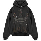 Present Thoroughbred Doberman Dog Print Hoodie Vintage Distressed Loose Hip Hop Hoodie