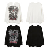 Mens Fall Outfits Vintage Printed Pullover Ripped Men's Niche Top Couple