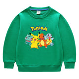 Children Pokemon Pikachu Hoodie Spring and Autumn Solid Color Cotton Sweater