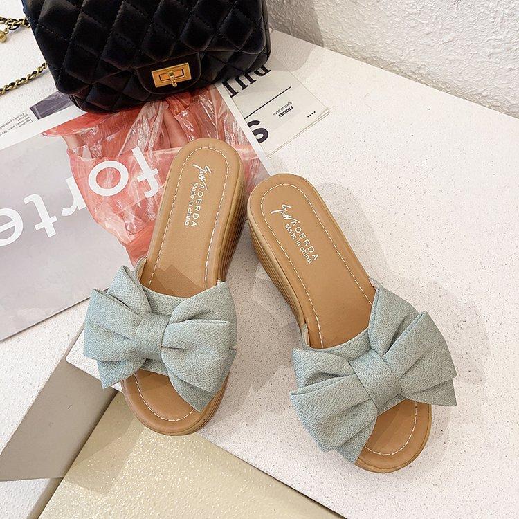 Women Open Toe Sandals Flats Bowknot Summer Thick Bottom Fashion Sandals