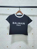 T Shirt Balmain Spring/Summer Flocking Letter Cotton Short T-shirt for Women
