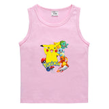 Children Pokemon Pikachu T Shirt Cotton Leisure Sports Sweat-Absorbent Vest