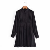 Women Fall Fall Jacquard Slim-Fit Waist Dress Single-Breasted Pleated Skirt