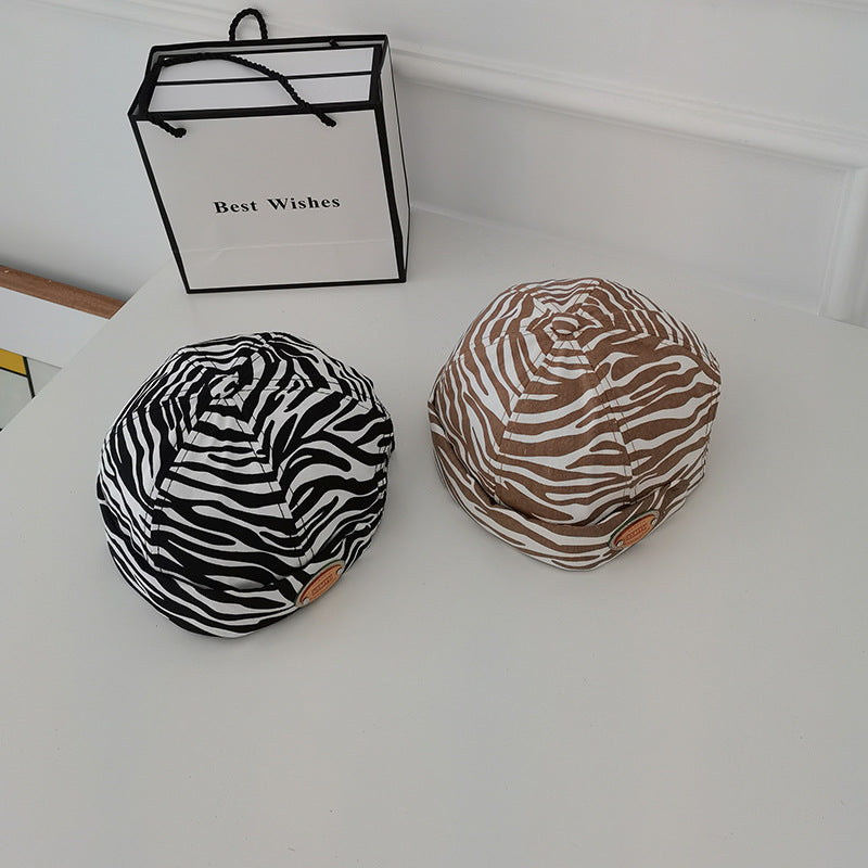 Beanies Banma Pattern Hat Female Spring and Summer Leather Tag Melon Skin Beret Male