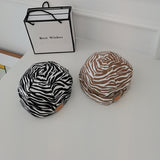 Beanies Banma Pattern Hat Female Spring and Summer Leather Tag Melon Skin Beret Male