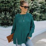 Women's Fall Outfits Autumn round Neck Long Sleeve Hollow Sweater Women's Loose Sweater Winter