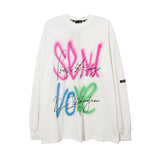 Mens Fall Outfits Loose Long Sleeve round Neck T-shirt I Flame Print Oversize Bottoming Shirt for Men and Women