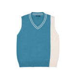Men Sweater Vest Color Matching Sweater Waistcoat Outer Wear Men's Loose V-neck Sleeveless Sweater Vest