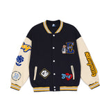 Baby Blue Varsity Jacket Loose Men and Women Autumn Coat Baseball Uniform Jacket