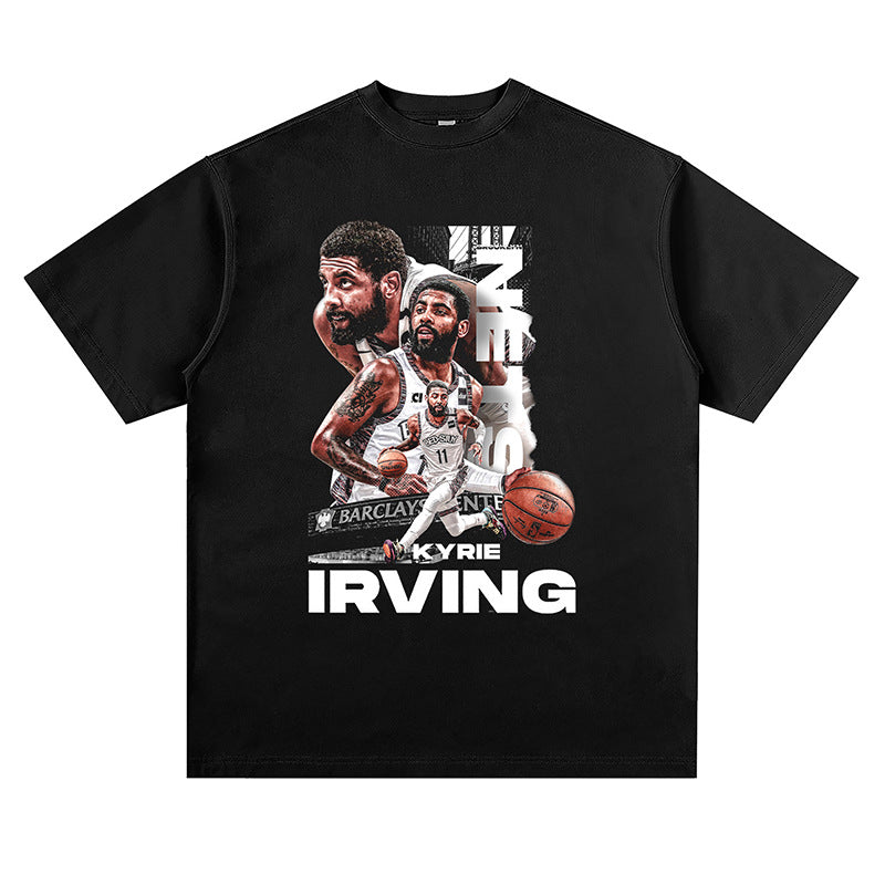 Kyrie Irving Shirt Kyrie Irving Printed Short Sleeve T-shirt Loose Heavy Sports Vintage