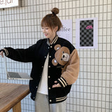 The Bears Varsity Jacket Double-Layer Jacket Women's Jacket Bear Baseball Uniform Autumn and Winter Special-Interest Design Jacket