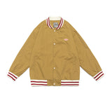 Yellow Varsity Jacket Men's Autumn Coat Campus Striped Stitching Hemline Youth Casual Jacket