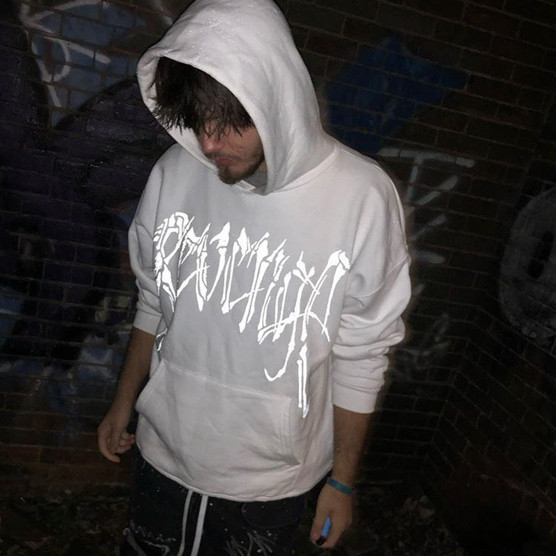 Bone Vlone Hoodie Skull Print Velvet Padded Hooded Sweatshirt Male Hoodie Coat