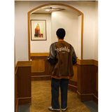 Brown Varsity Jacket Baseball Uniform Spring and Autumn Workwear Loose Casual Top Single-Breasted Baseball Jacket Men
