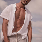 Men Hawaii Shirts Short Sleeve Loose Shirt