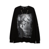 Mens Fall Outfits Autumn Portrait Graffiti Printing Long Sleeve T-shirt Men Oversize