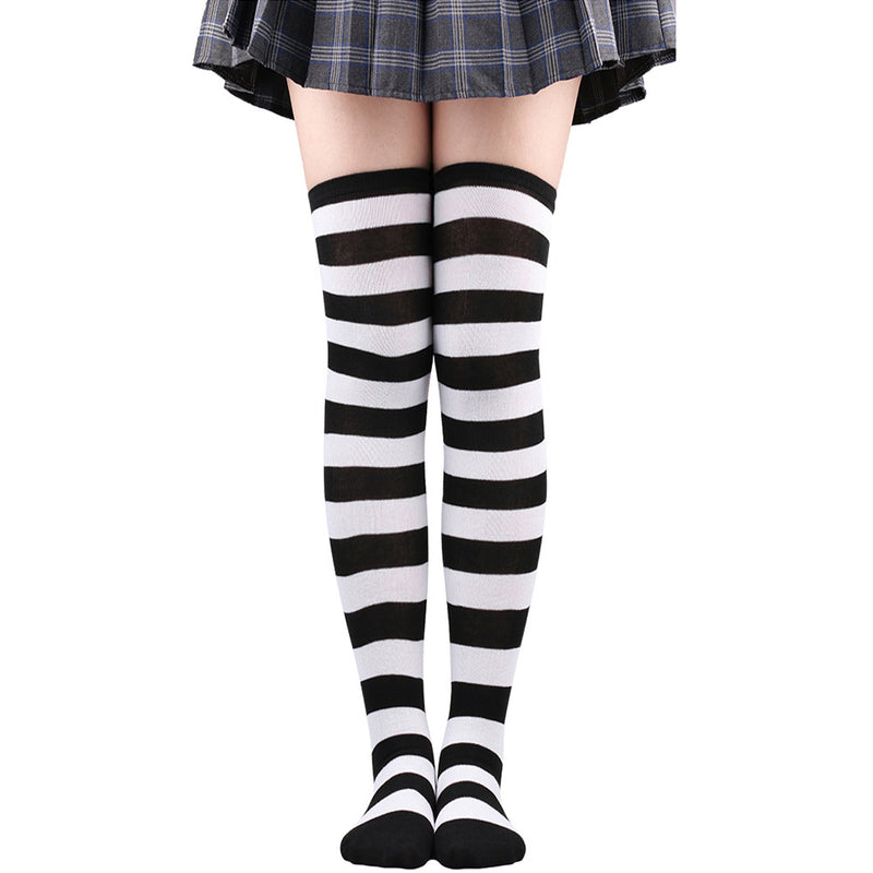 Winter Chunky Cable Thick Knit Thigh High Socks Long Stockings Boot Christmas Stockings Striped Hold-Ups Female Stockings