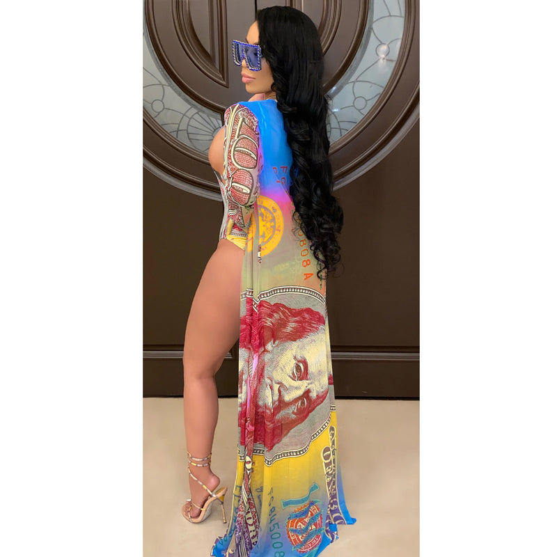 See through Pants Suit Women's Sexy Mesh Swimsuit One-Piece Coat