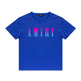 Amiri T Shirt Gradient Letter Flower Casual Hip Hop Short Sleeve T-shirt