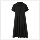 Cocktail Attire for Women Summer Retro Little Black Dress Formal Dress Short Sleeve below the Knee Long Dress