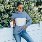 Women Fall Outfits Autumn and Winter Striped Loose High Collar Knitted Sweater Women's Outer Wear