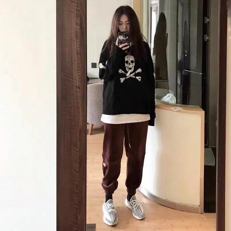 Bone Vlone Hoodie Skull Bone Large V Printed Hooded Jacket