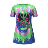 Skull Dress Crew Neck Casual T-shirt Summer Printing Short-Sleeve Coat for Women