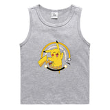 Children Pokemon Pikachu T Shirt Casual Sports Sweat-Absorbent Cotton Vest