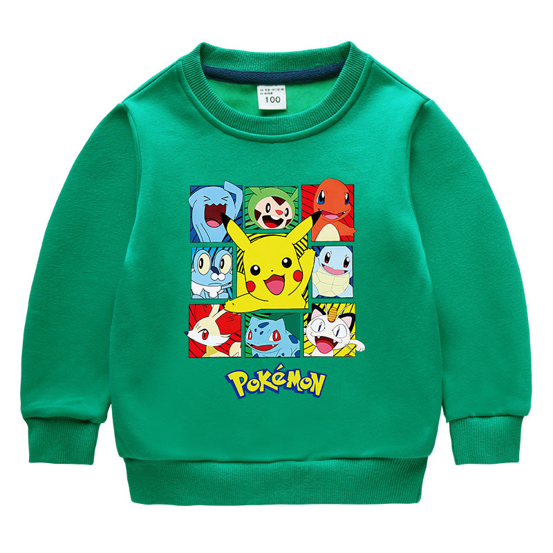 Children Pokemon Pikachu Hoodie Brushed Hoody Thickened Thermal Cotton