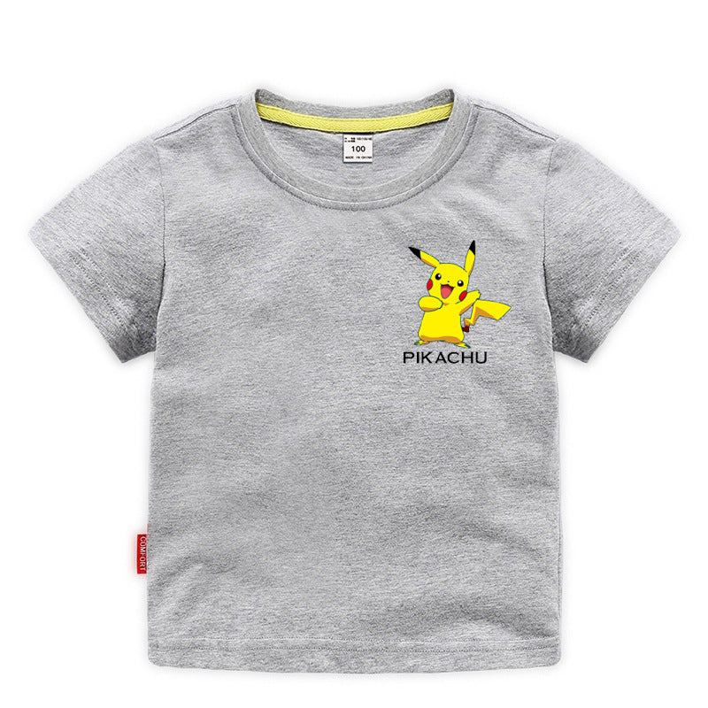 Children Pokemon Pikachu T Shirt Cotton Short-Sleeved T-shirt Casual Sports