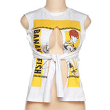 Music Festivals Rave Outfits Girls Tops Summer Women's round Neck Sleeveless Fashion Slim Fit