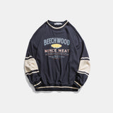 Preppy Aesthetic Sweatshirt Casual Contrast Color Stitching Spring and Autumn Sweater Men and Women Loose