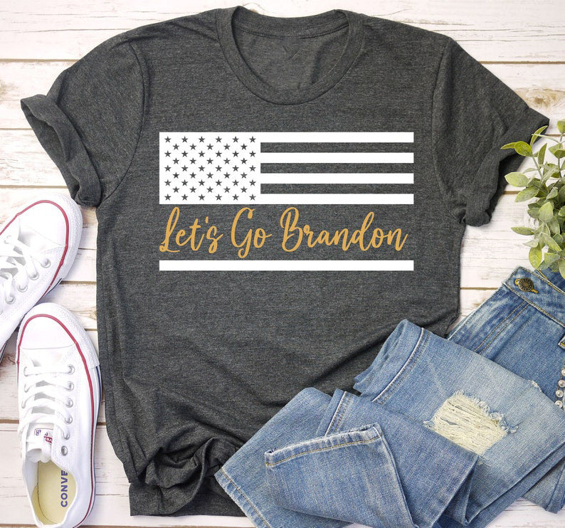 Let'S Go Brandon T Shirt Printed Short Sleeve Round Neck T-Shirt