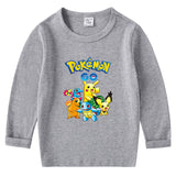 Children Pokemon Pikachu Hoodie Spring and Autumn Cotton round Neck Long Sleeve T-shirt